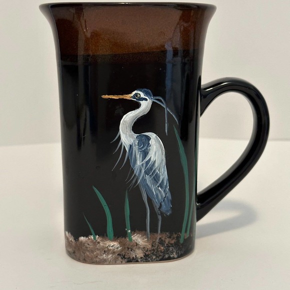 Royal Norfolk Coffee Mug/ Hand Painted Folk Art! Crane/Bird/wildlife. *RARE/NICE - Picture 2 of 10